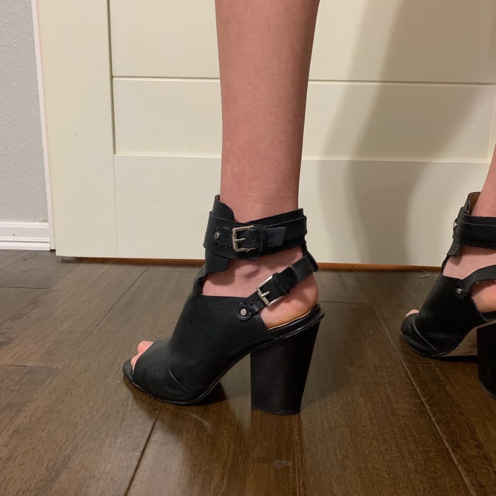 Cute black booties with buckles